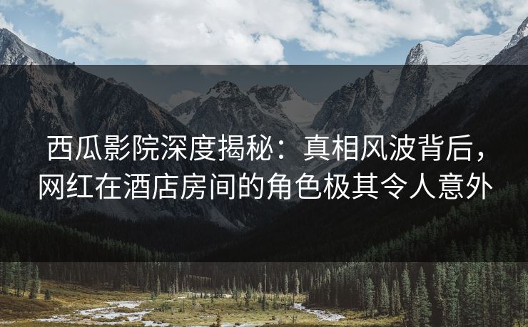 西瓜影院深度揭秘：真相风波背后，网红在酒店房间的角色极其令人意外