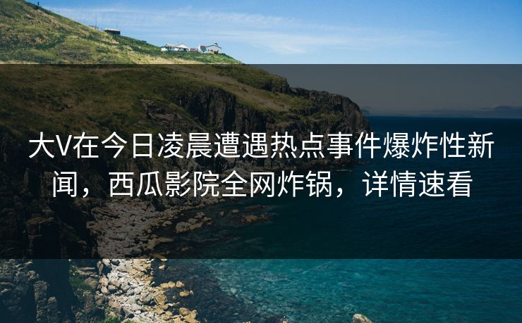 大V在今日凌晨遭遇热点事件爆炸性新闻，西瓜影院全网炸锅，详情速看